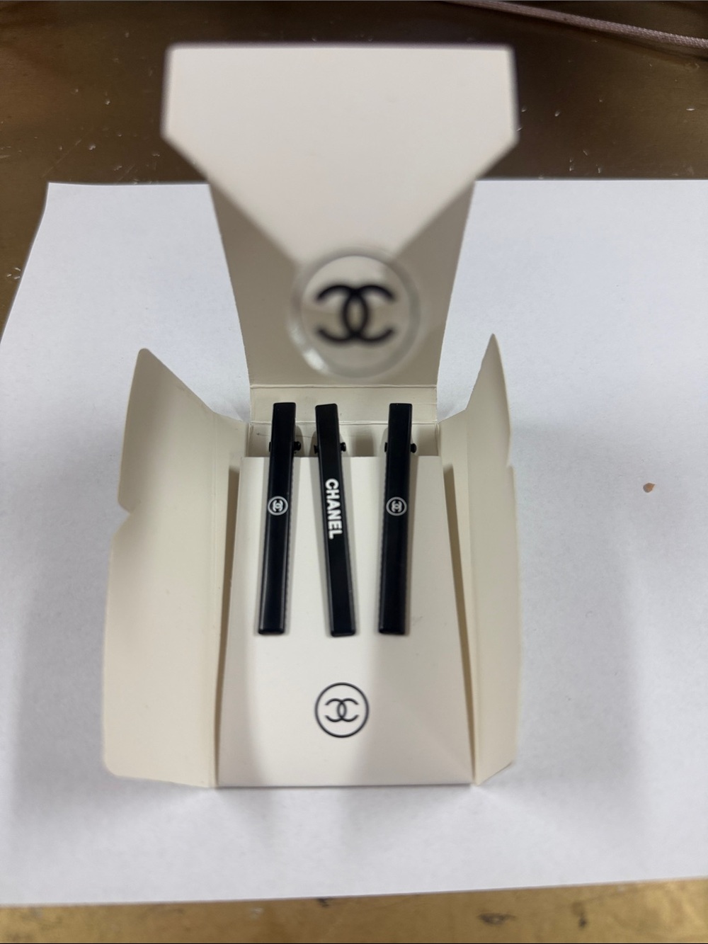 CHANEL Black Logo Bobby Pin Set - Trio - Picture 2 of 4